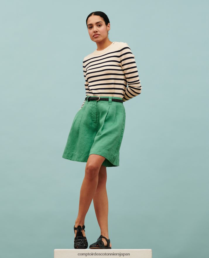 衣類 ゆったりとしたリネンのショートパンツ 0542 パイングリーン Comptoir Des Cotonniers B66468T213