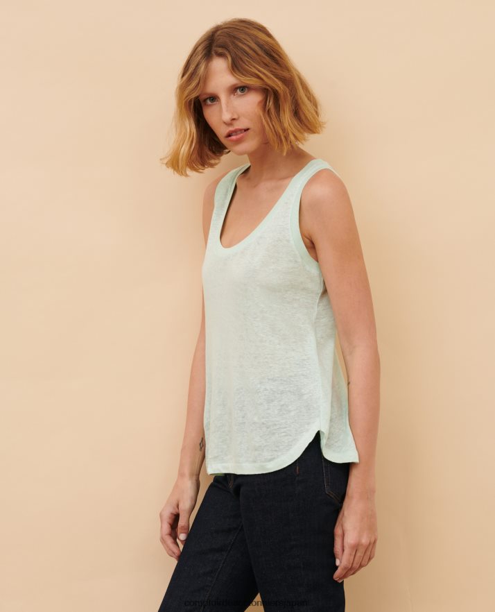衣類 ノースリーブリネンTシャツ 0500 サーフスプレー グリーン Comptoir Des Cotonniers B66468T71