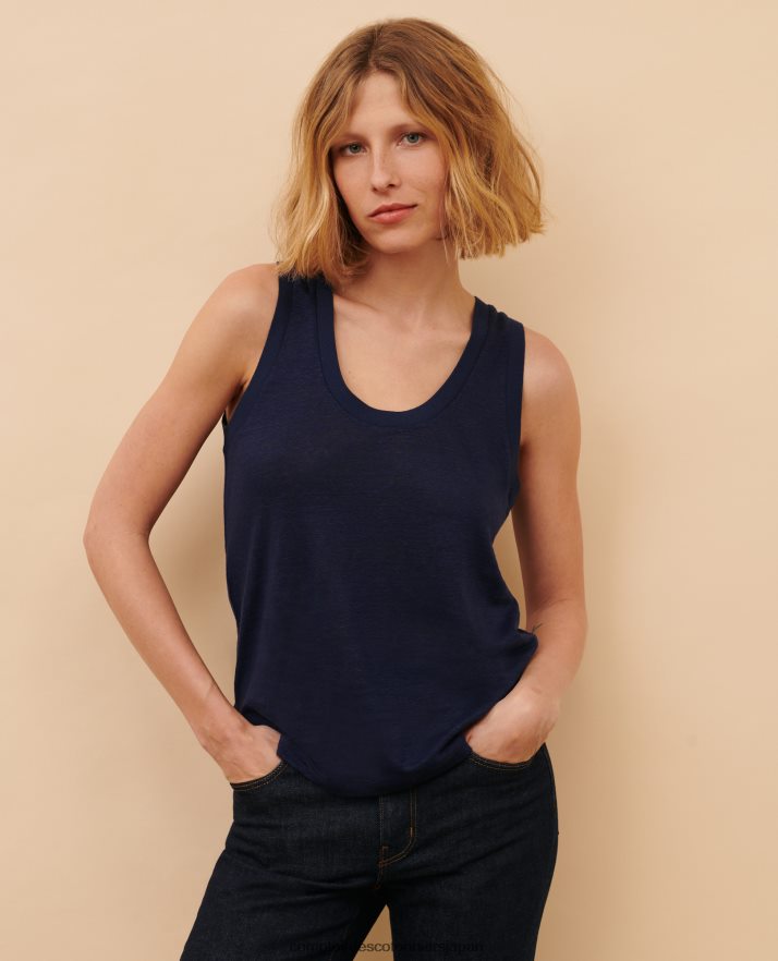 衣類 ノースリーブリネンTシャツ 4232 マリタイムブルー Comptoir Des Cotonniers B66468T73