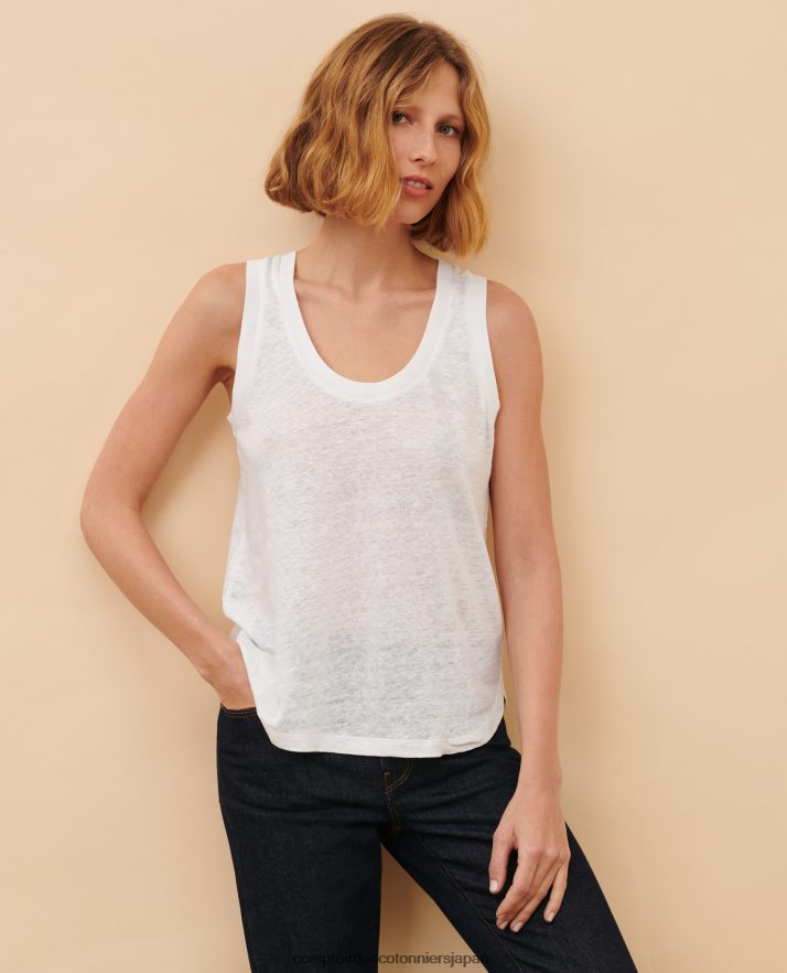 衣類 ノースリーブリネンTシャツ 4235 オプティカルホワイト Comptoir Des Cotonniers B66468T74