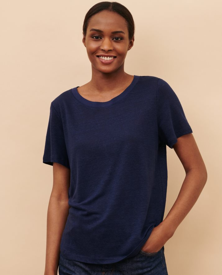 衣類 amandine - リネン ラウンドネック T シャツ 68ブルー Comptoir Des Cotonniers B66468T51